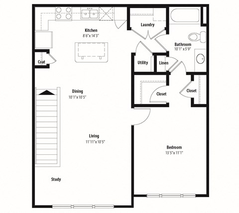 a floor plan of a house with a bedroom and a living room